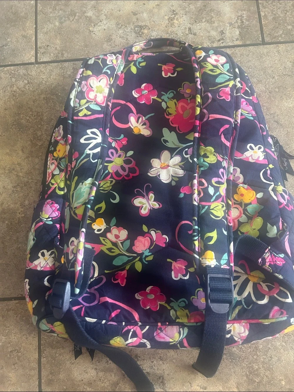 Vera Bradley Quilted Floral Backpack - Navy Multi